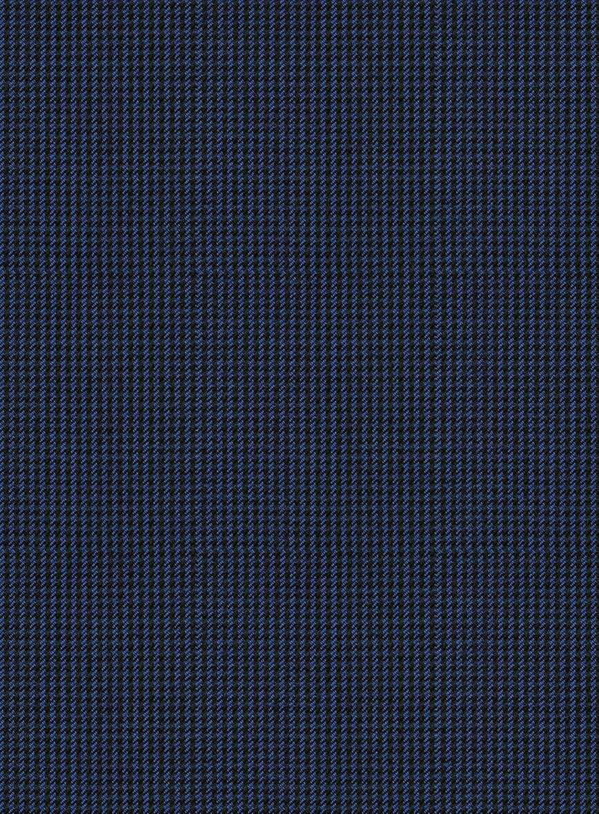 Scabal Omiero Houndstooth Blue Wool Pants - StudioSuits