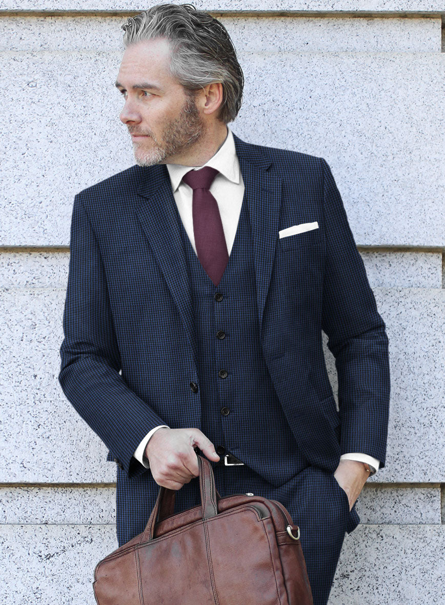 Scabal Omiero Houndstooth Blue Wool Suit - StudioSuits