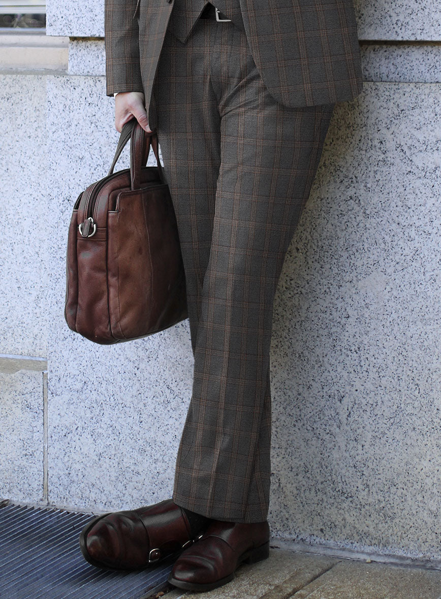 Scabal Oricio Checks Gray Wool Pants - StudioSuits