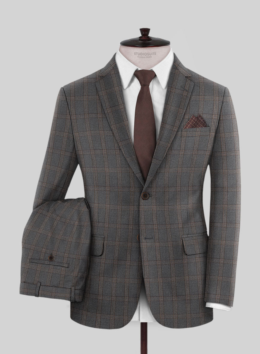 Scabal Oricio Checks Gray Wool Suit - StudioSuits