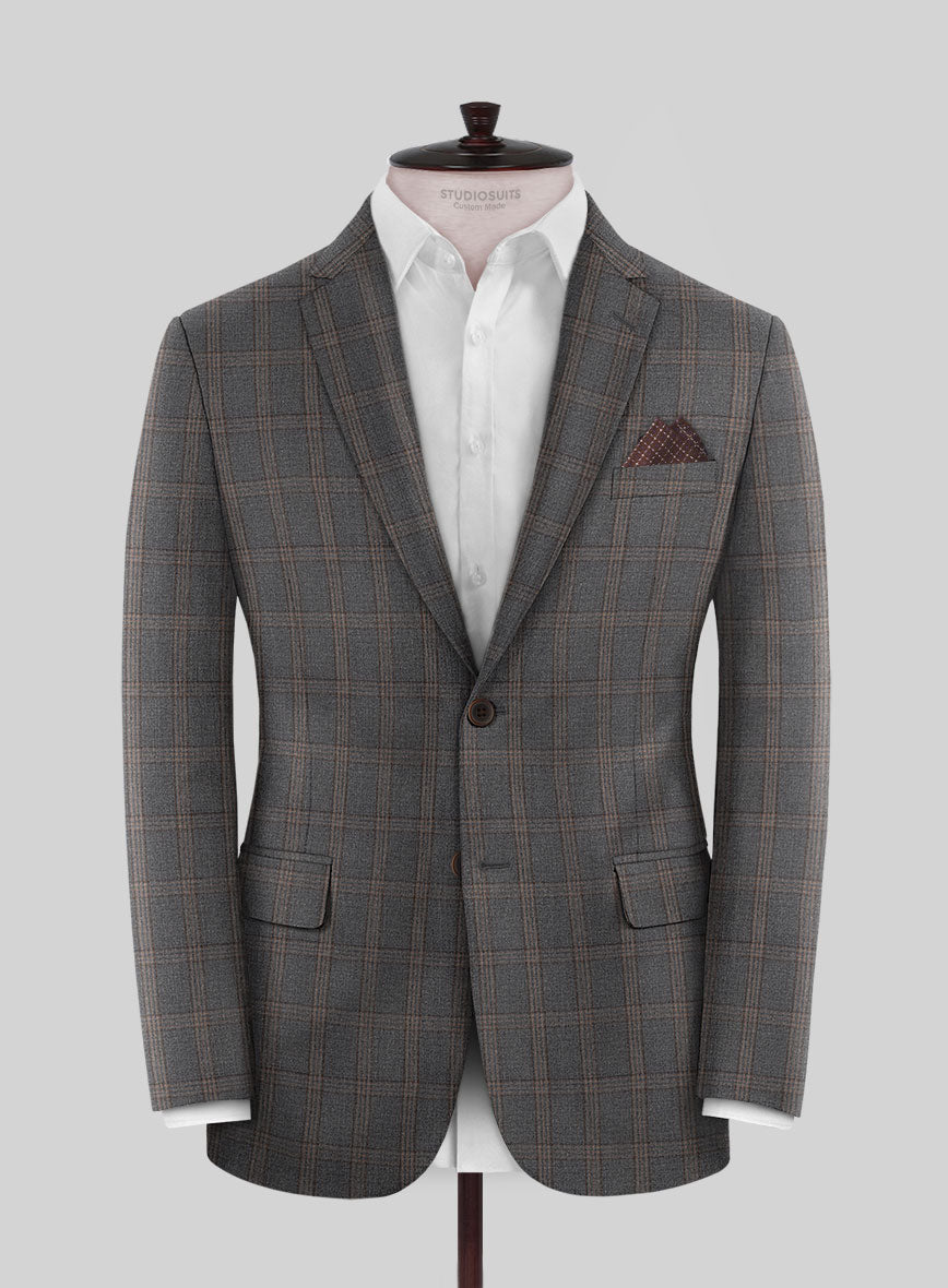 Scabal Oricio Checks Gray Wool Suit - StudioSuits