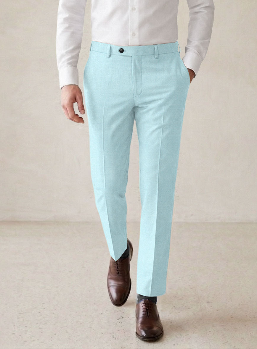 Scabal Pale Blue Wool Pants - StudioSuits