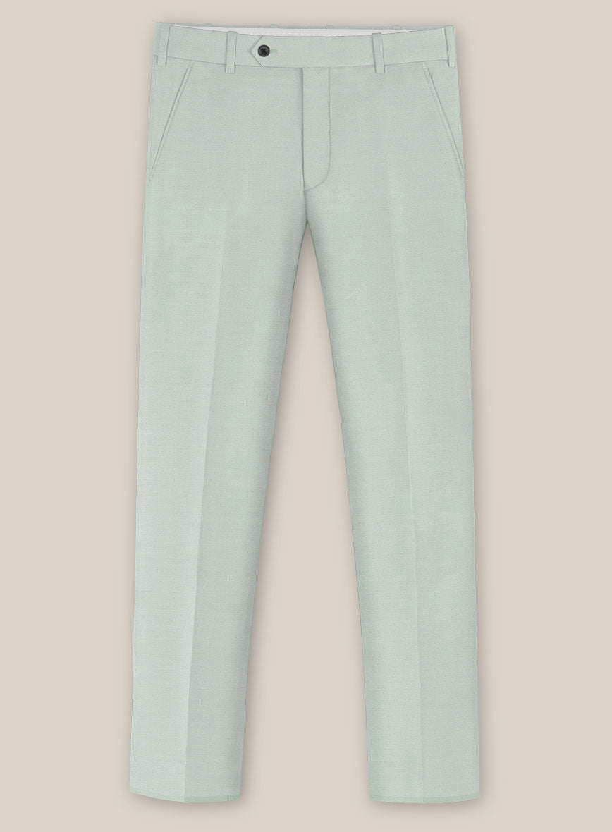 Scabal Pale Green Wool Pants - StudioSuits