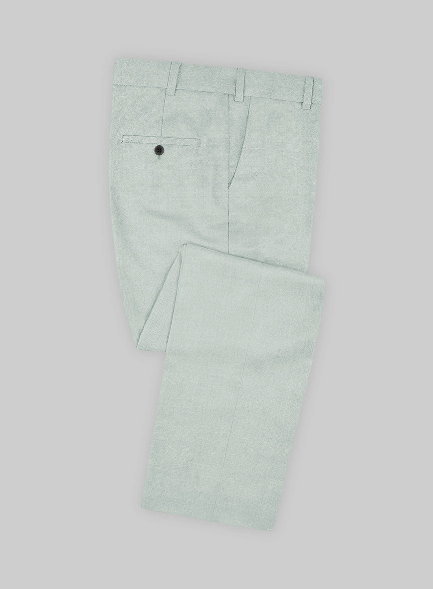 Scabal Pale Green Wool Pants - StudioSuits
