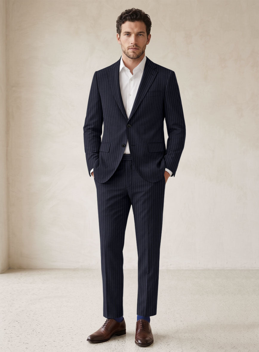 Scabal Paqui Stripe Blue Wool Suit - StudioSuits