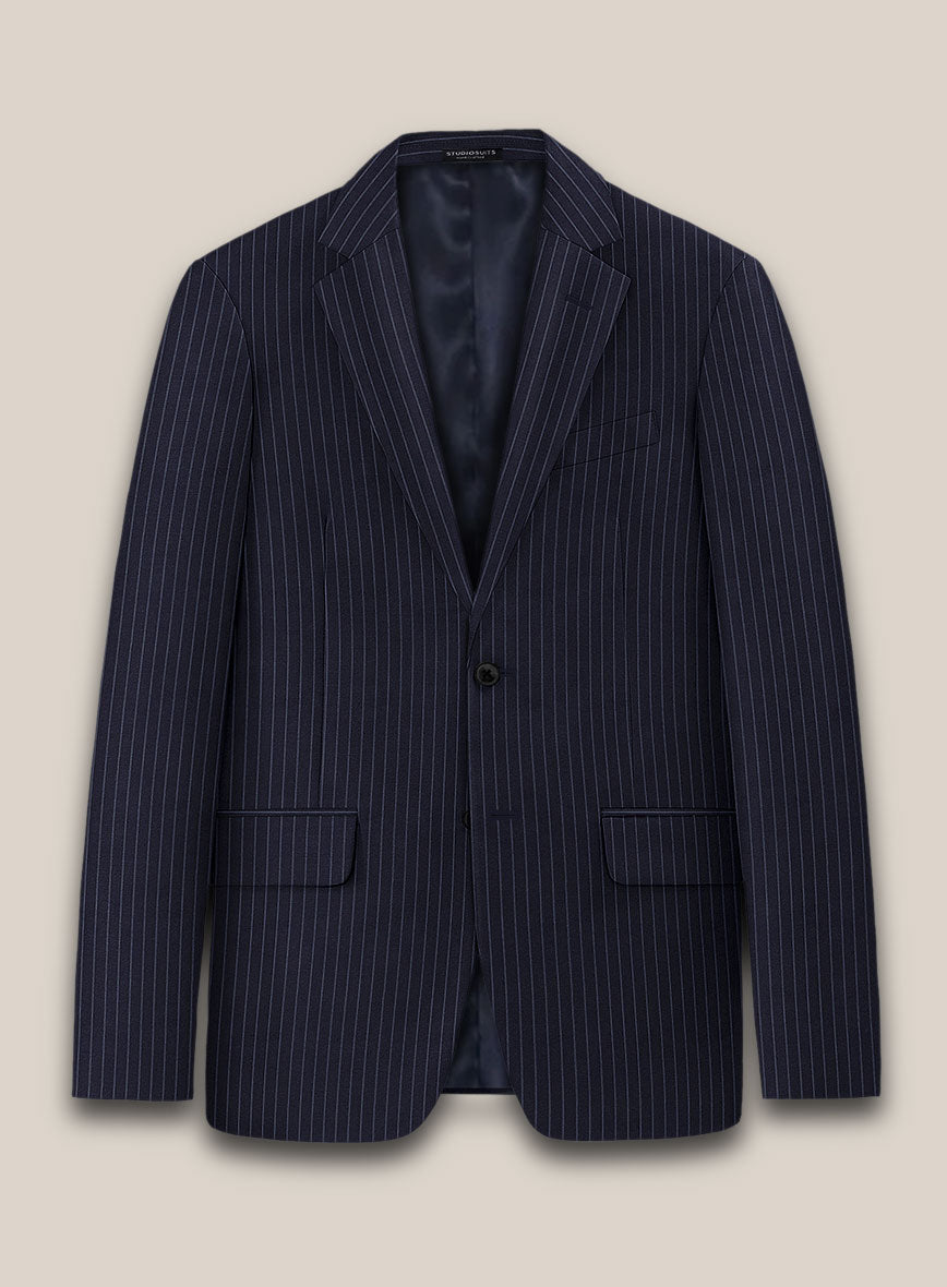 Scabal Paqui Stripe Blue Wool Jacket - StudioSuits
