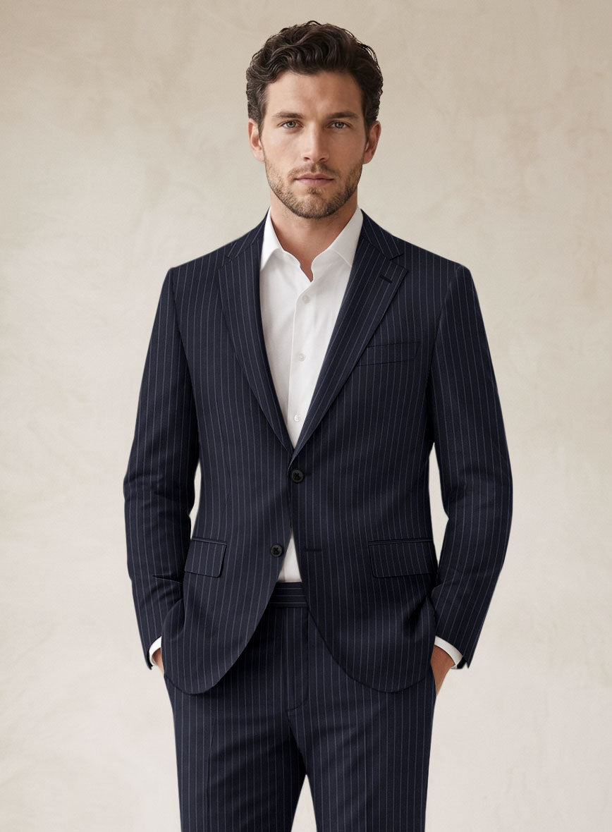 Scabal Paqui Stripe Blue Wool Suit - StudioSuits