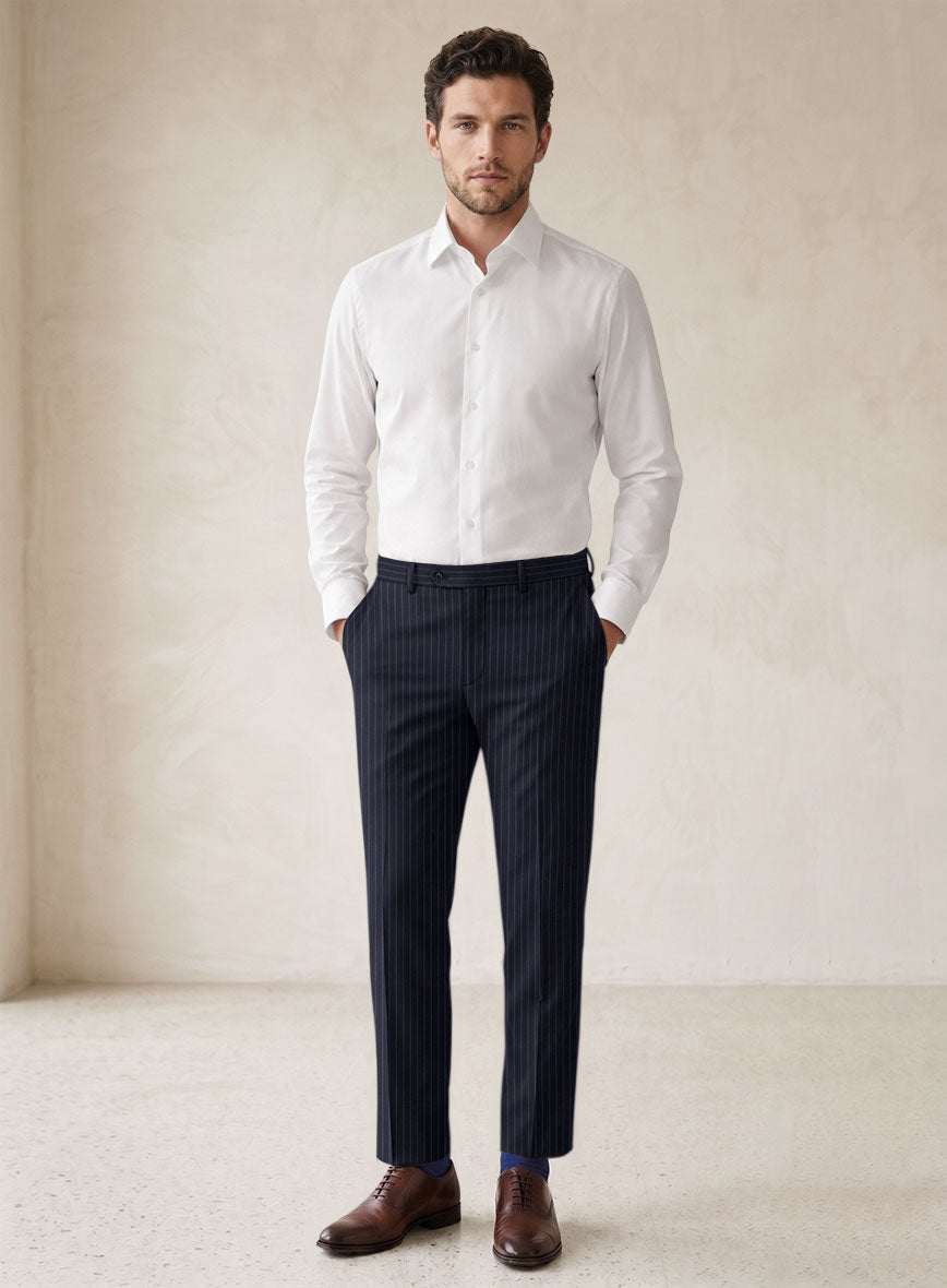 Scabal Paqui Stripe Blue Wool Suit - StudioSuits