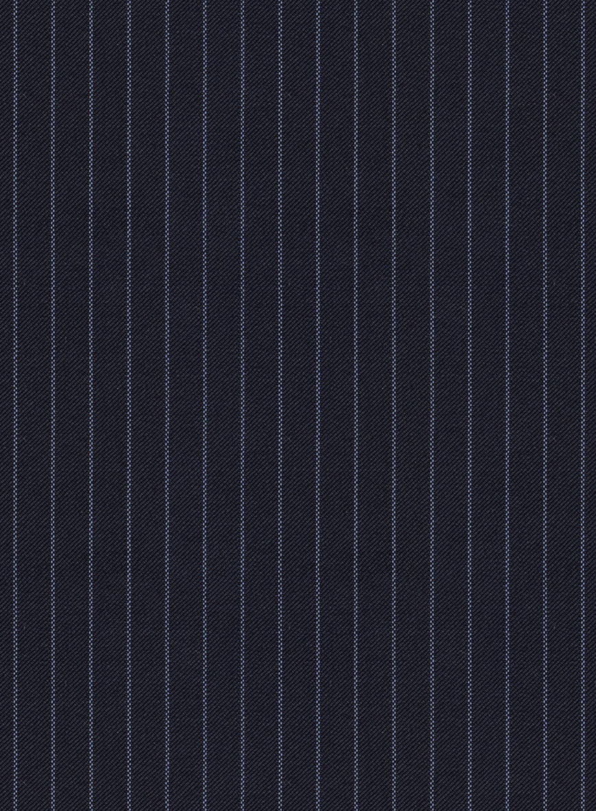 Scabal Paqui Stripe Blue Wool Pants - StudioSuits