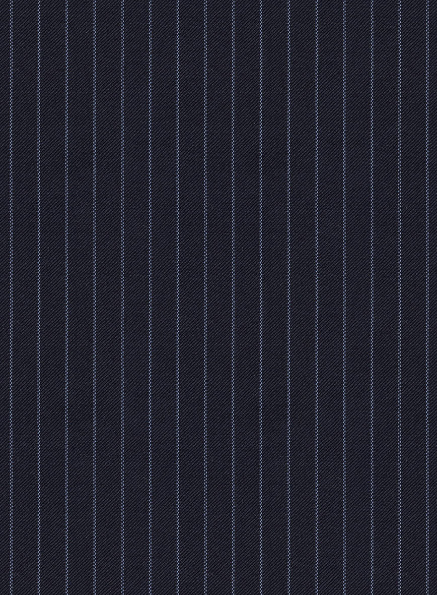 Scabal Paqui Stripe Blue Wool Pants - StudioSuits