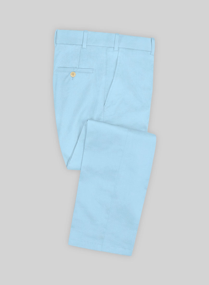 Scabal Pastel Blue Cotton Stretch Pants - StudioSuits
