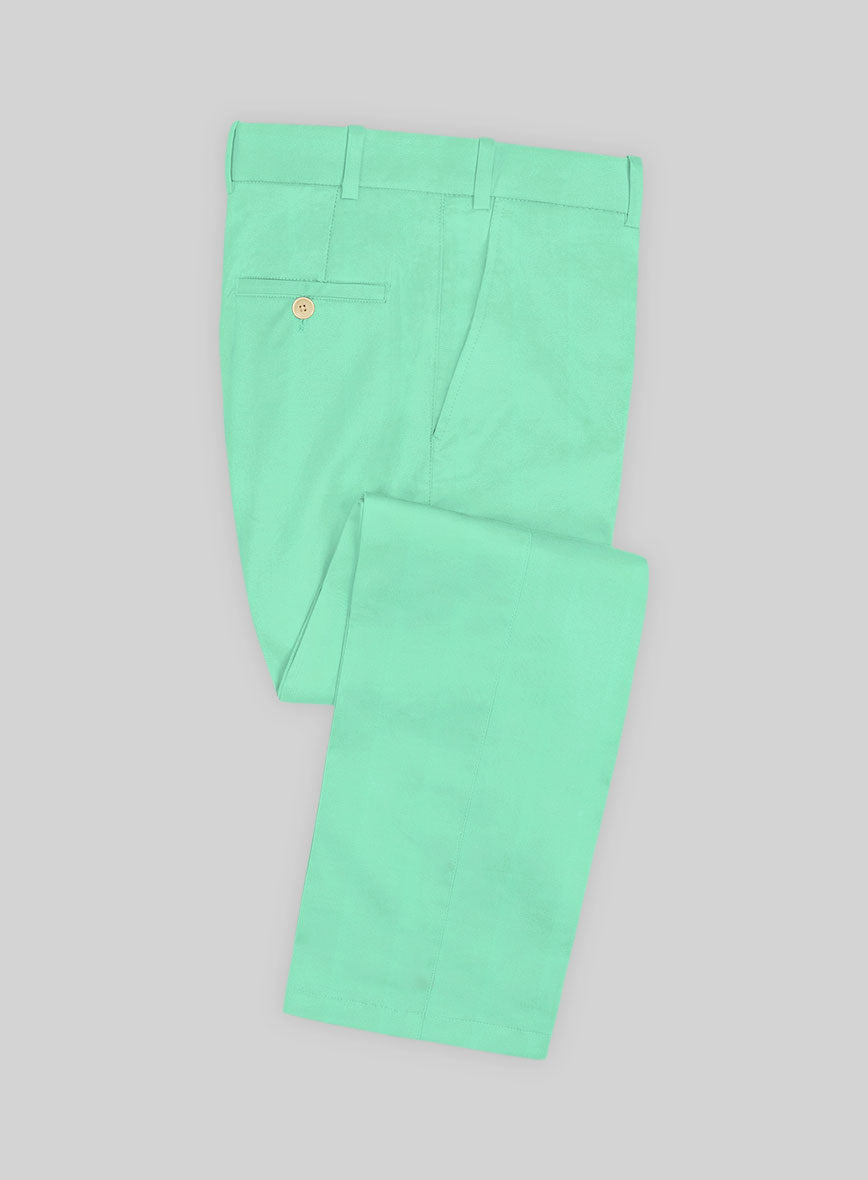 Scabal Pastel Green Cotton Stretch Suit - StudioSuits