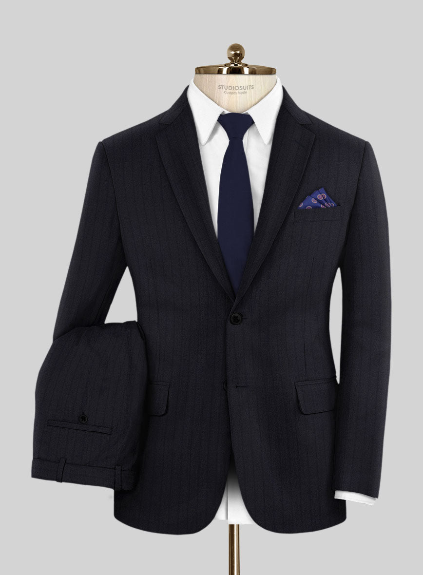 Scabal Pegico Stripe Blue Wool Suit - StudioSuits