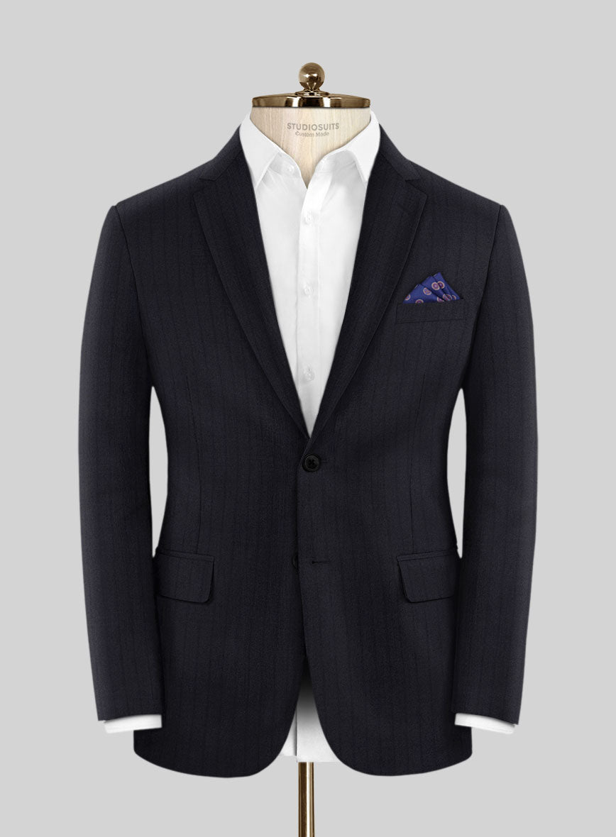 Scabal Pegico Stripe Blue Wool Suit - StudioSuits