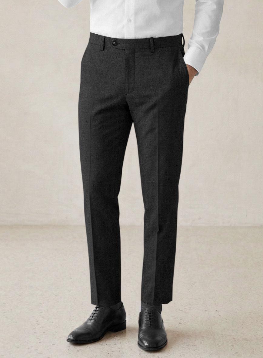 Scabal Perddi Black Wool Pants - StudioSuits