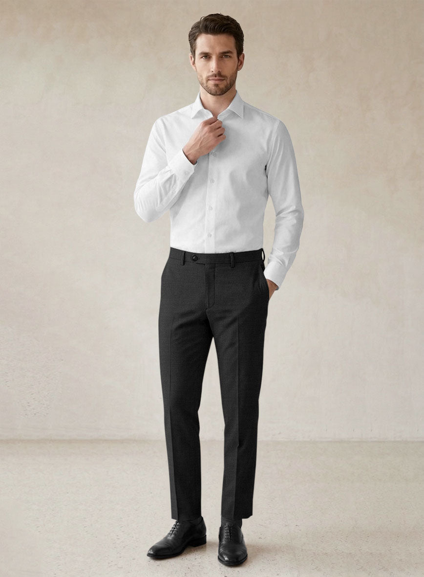 Scabal Perddi Black Wool Pants - StudioSuits
