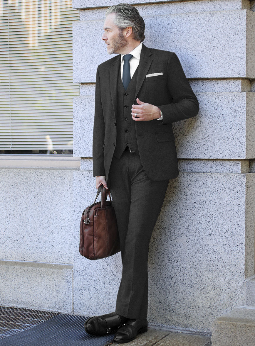 Scabal Perddi Black Wool Suit - StudioSuits