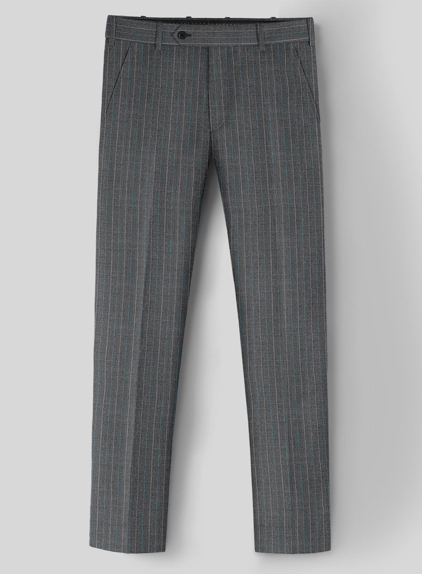 Scabal Peruzi Gray Wool Pants - StudioSuits