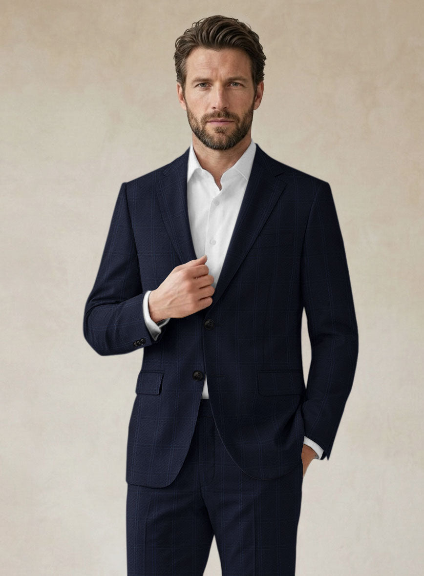 Scabal Poz Checks Blue Wool Jacket - StudioSuits