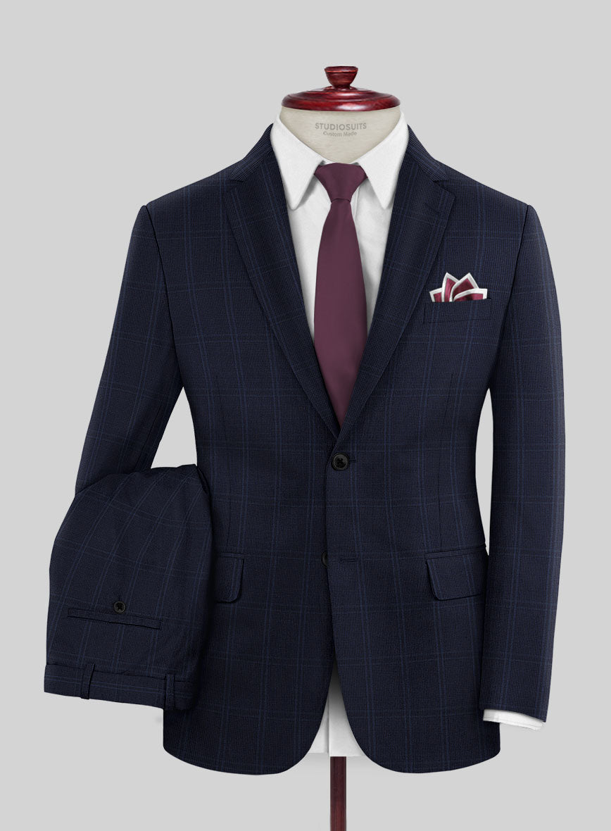 Scabal Poz Checks Blue Wool Suit - StudioSuits