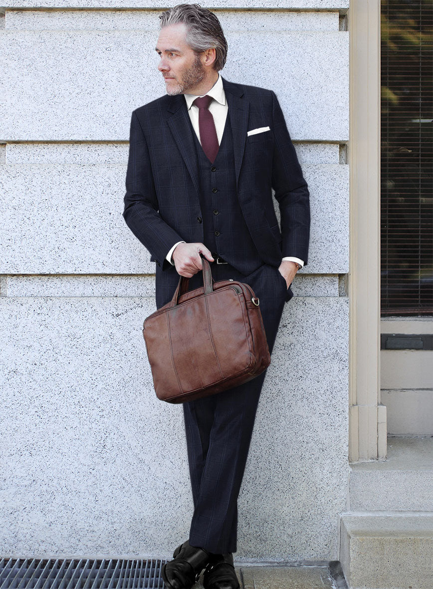 Scabal Poz Checks Blue Wool Suit - StudioSuits