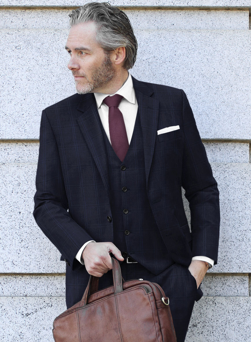 Scabal Poz Checks Blue Wool Suit - StudioSuits