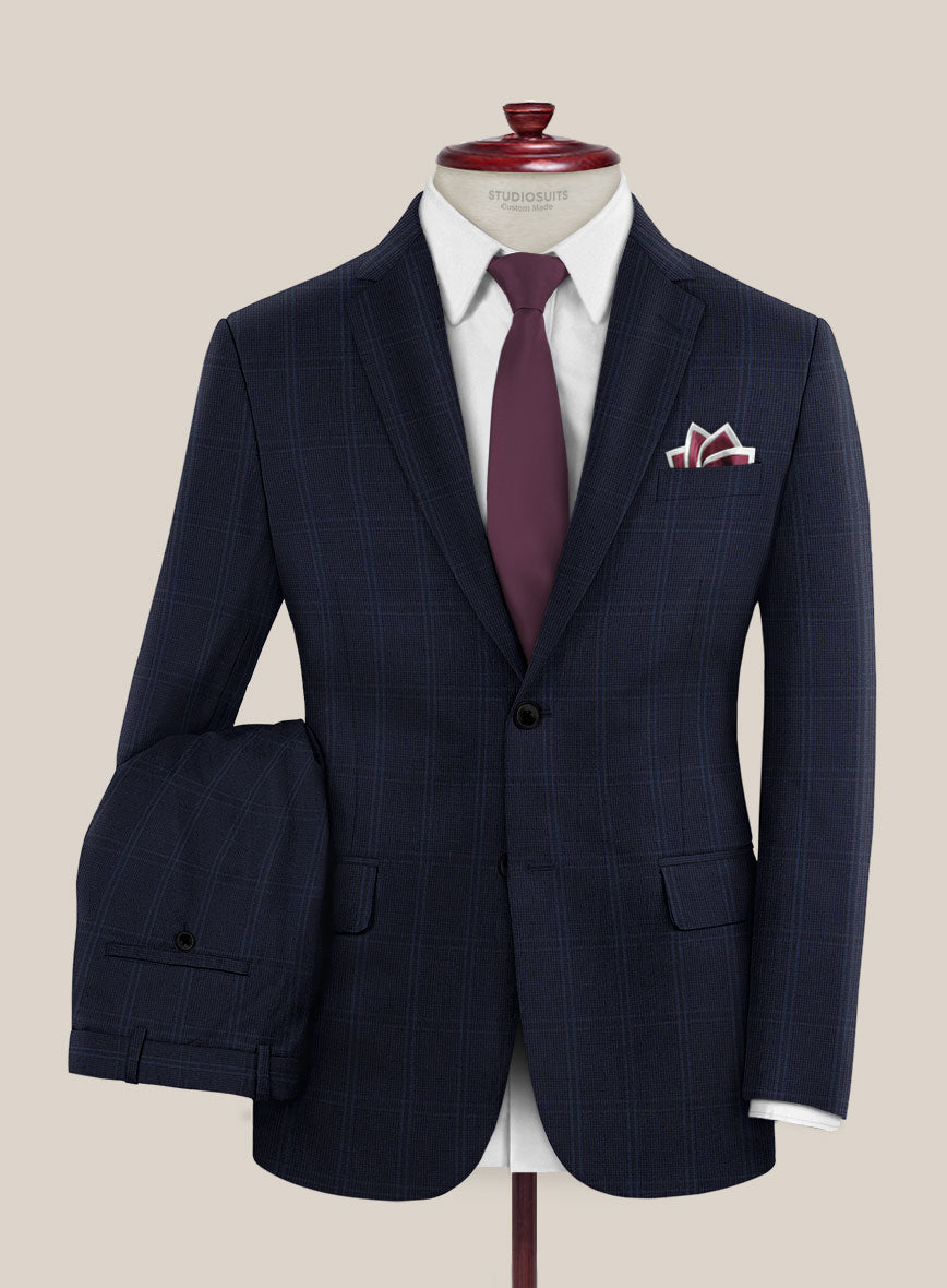 Scabal Poz Checks Blue Wool Suit - StudioSuits