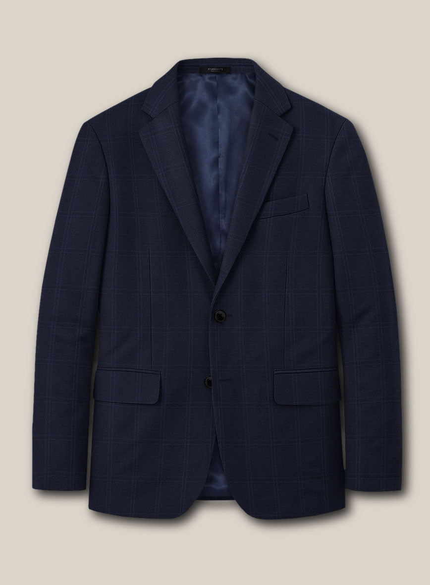 Scabal Poz Checks Blue Wool Suit - StudioSuits