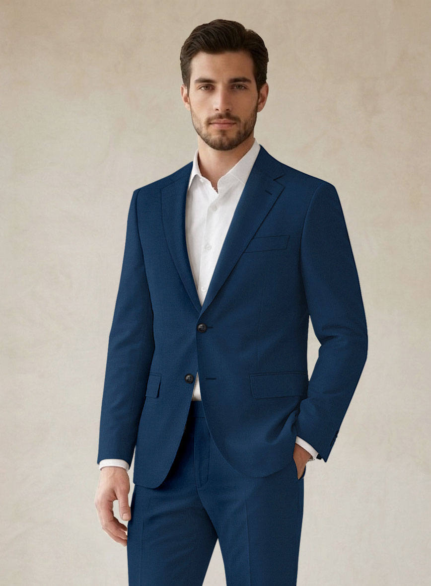 Scabal Prussian Blue Wool Suit - StudioSuits