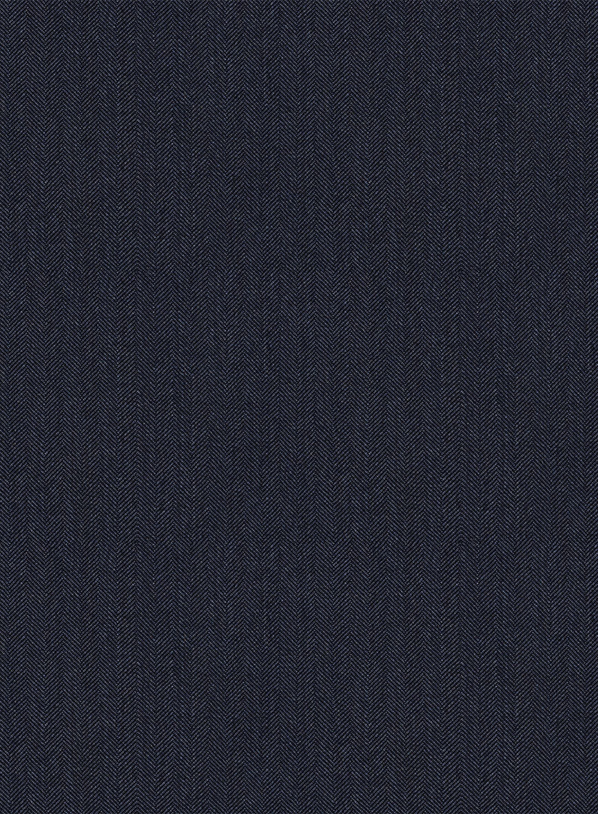Scabal Qoiel Herringbone Blue Wool Suit - StudioSuits