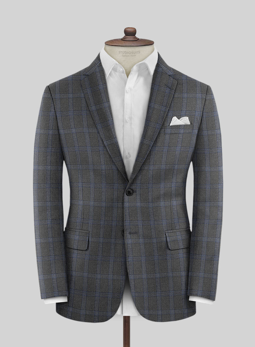 Scabal Quart Checks Gray Wool Jacket - StudioSuits