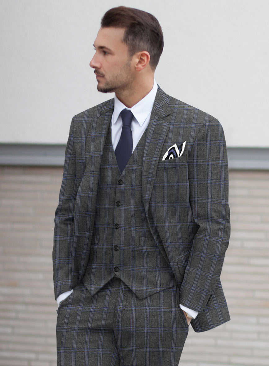 Scabal Quart Checks Gray Wool Jacket - StudioSuits