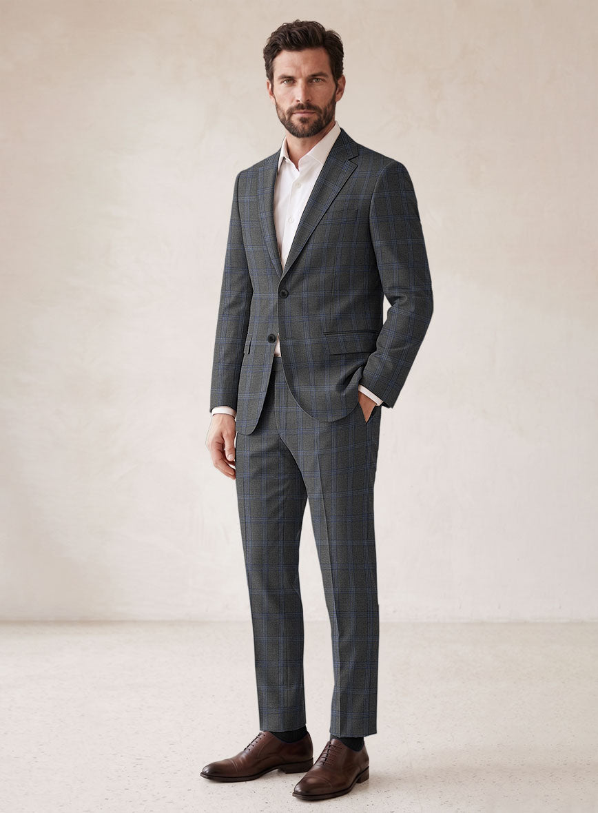 Scabal Quart Checks Gray Wool Suit - StudioSuits