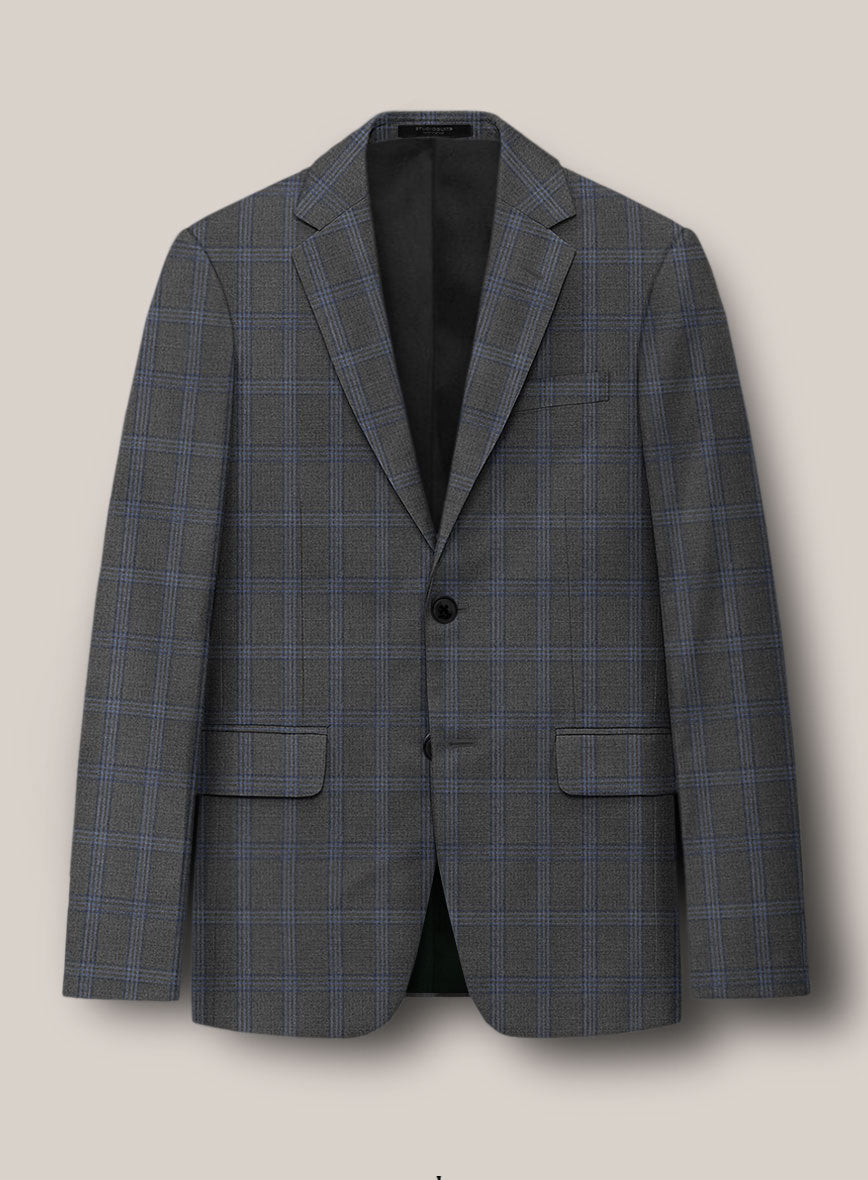 Scabal Quart Checks Gray Wool Jacket - StudioSuits