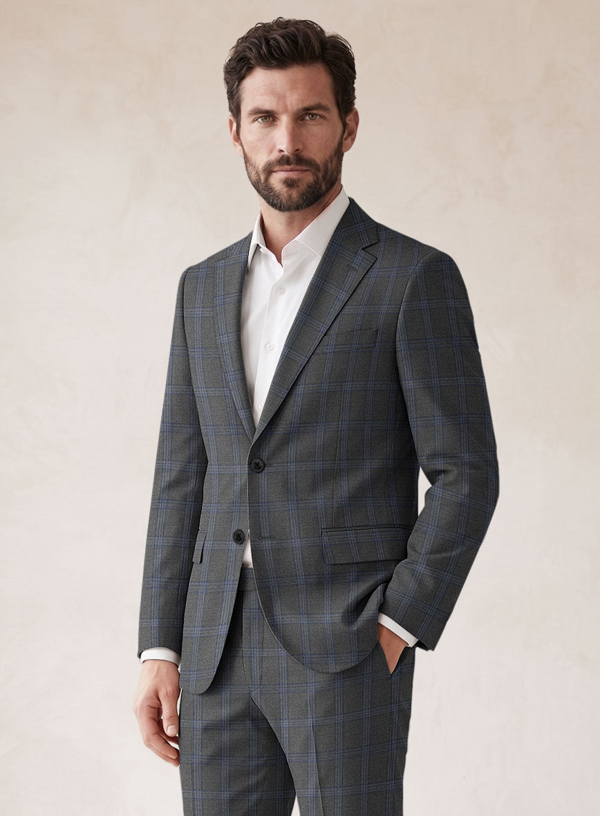 Scabal Quart Checks Gray Wool Jacket - StudioSuits