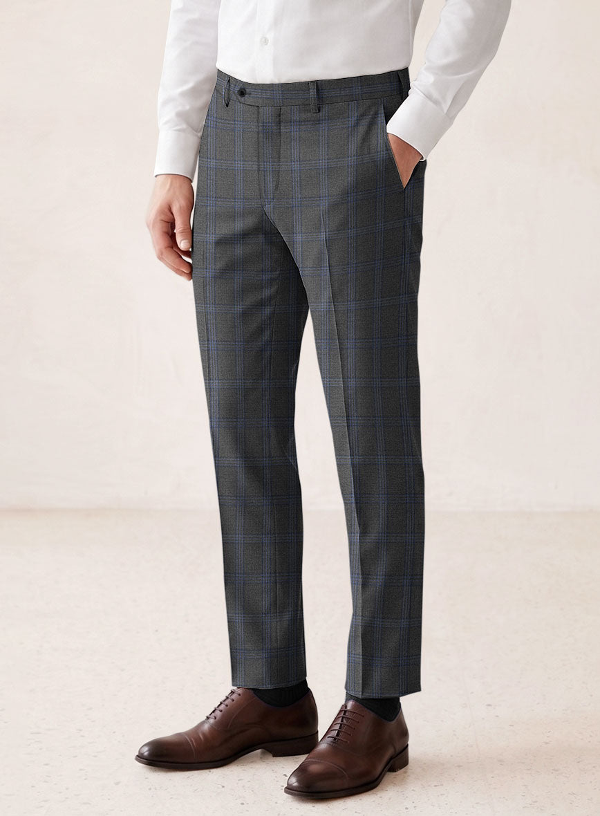 Scabal Quart Checks Gray Wool Suit - StudioSuits