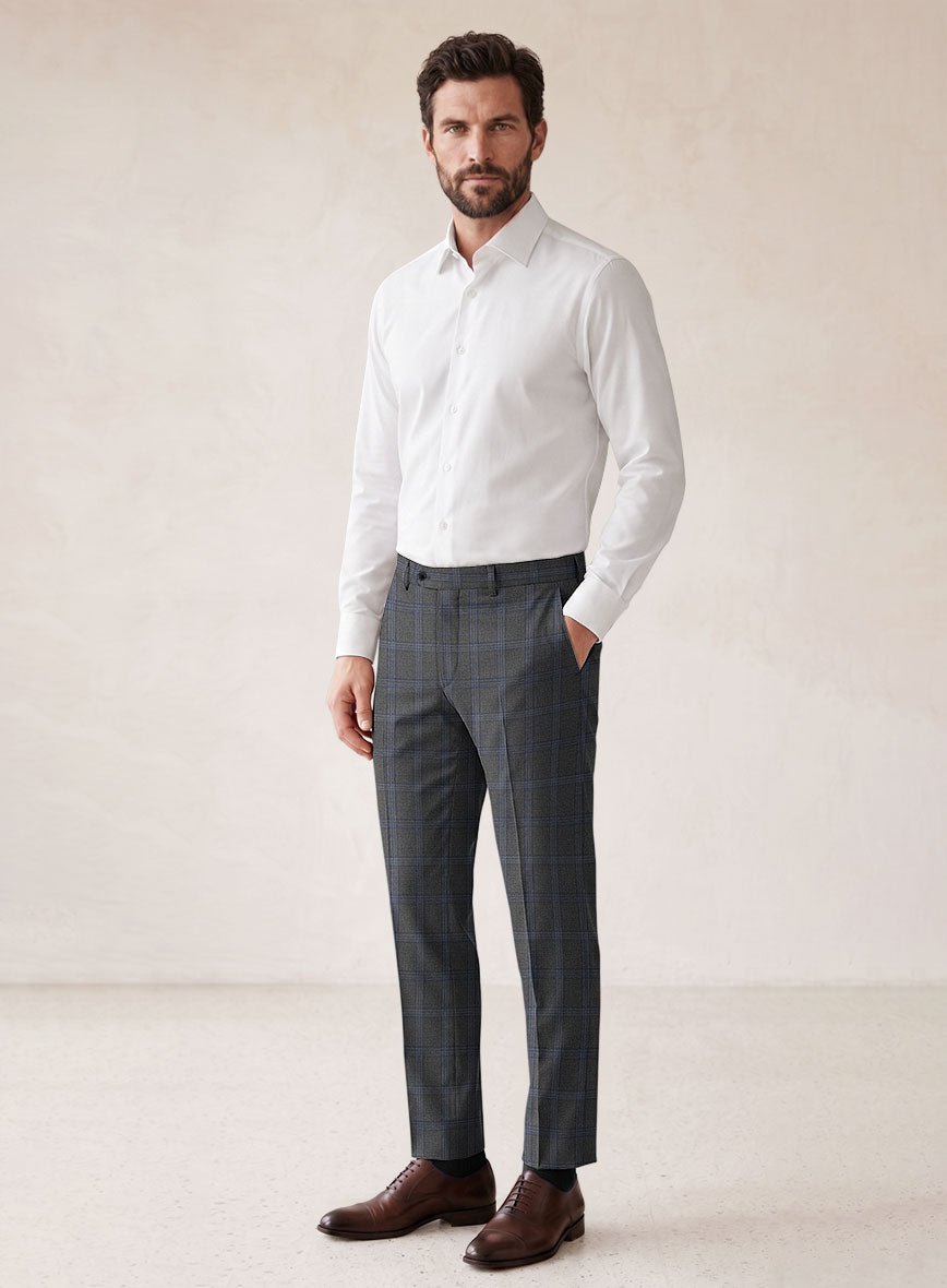 Scabal Quart Checks Gray Wool Suit - StudioSuits