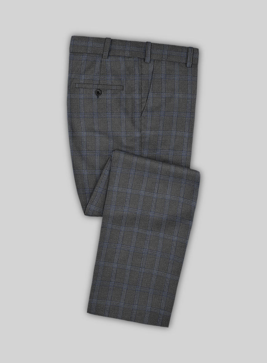 Scabal Quart Checks Gray Wool Pants - StudioSuits