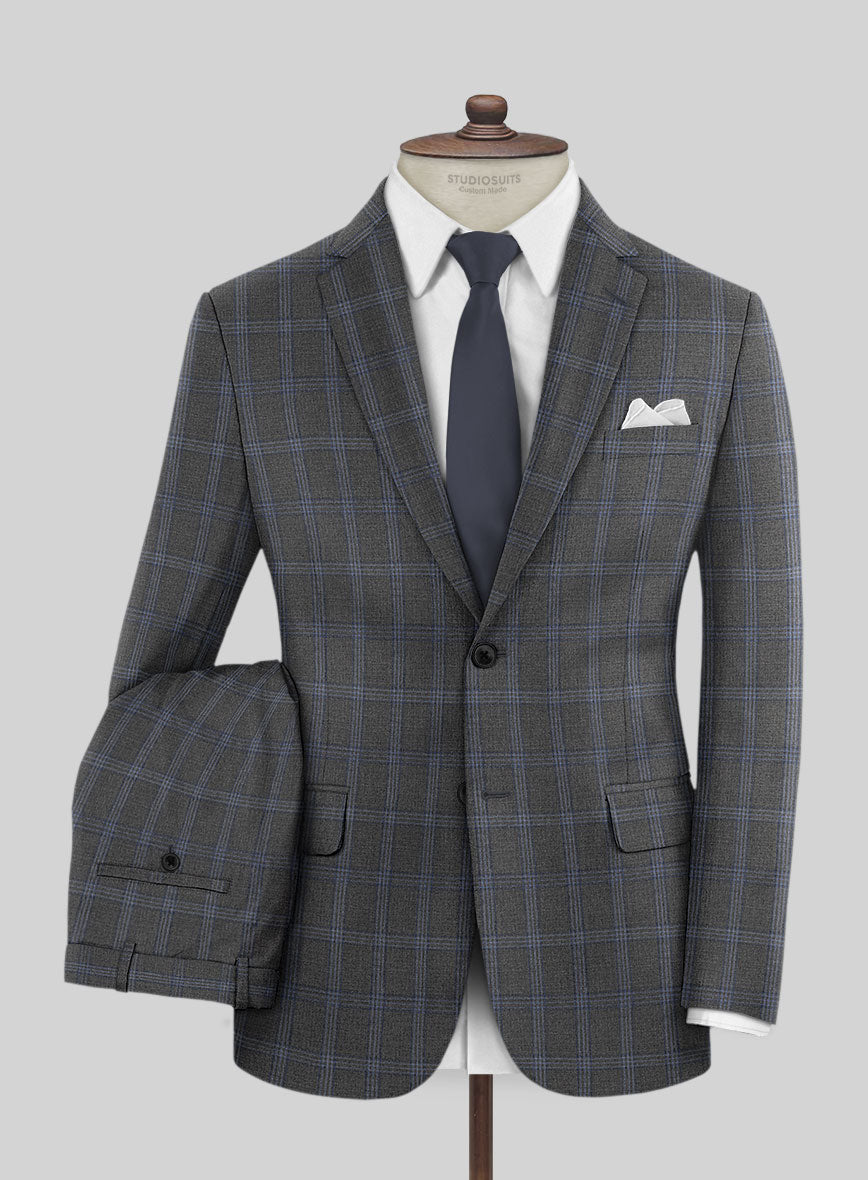 Scabal Quart Checks Gray Wool Suit - StudioSuits