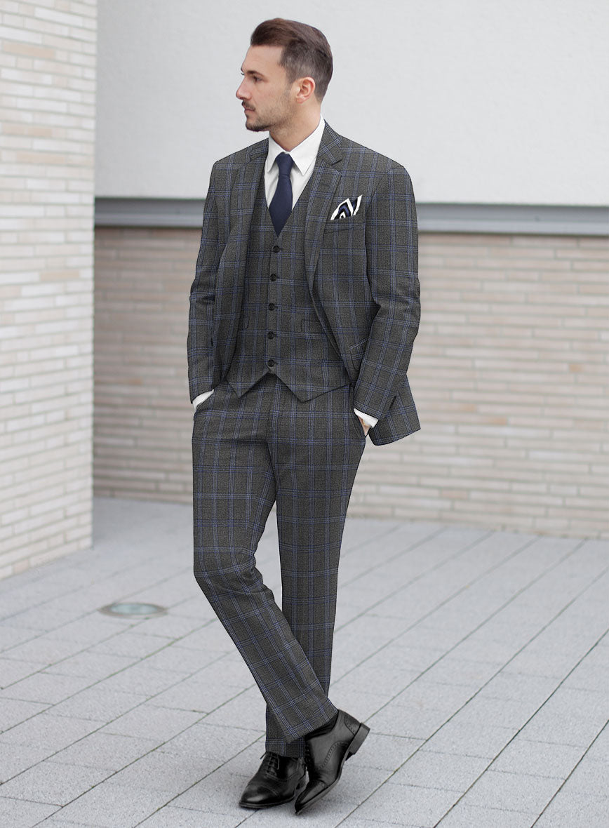 Scabal Quart Checks Gray Wool Suit - StudioSuits