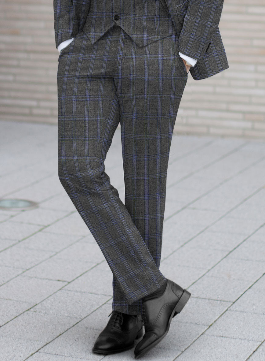 Scabal Quart Checks Gray Wool Suit - StudioSuits