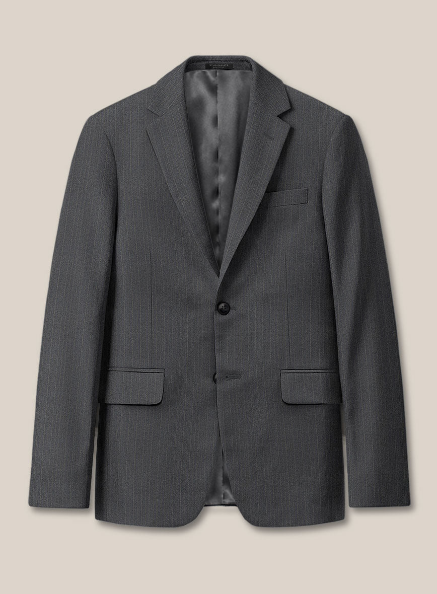 Scabal Rass Stripe Gray Wool Jacket - StudioSuits