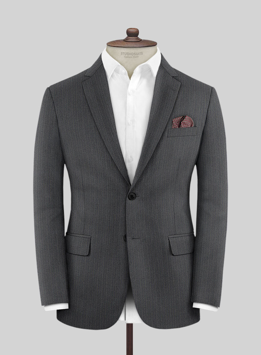 Scabal Rass Stripe Gray Wool Jacket - StudioSuits