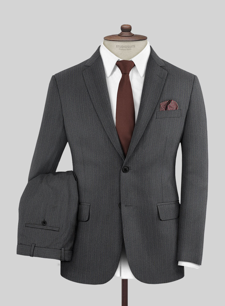 Scabal Rass Stripe Gray Wool Suit - StudioSuits
