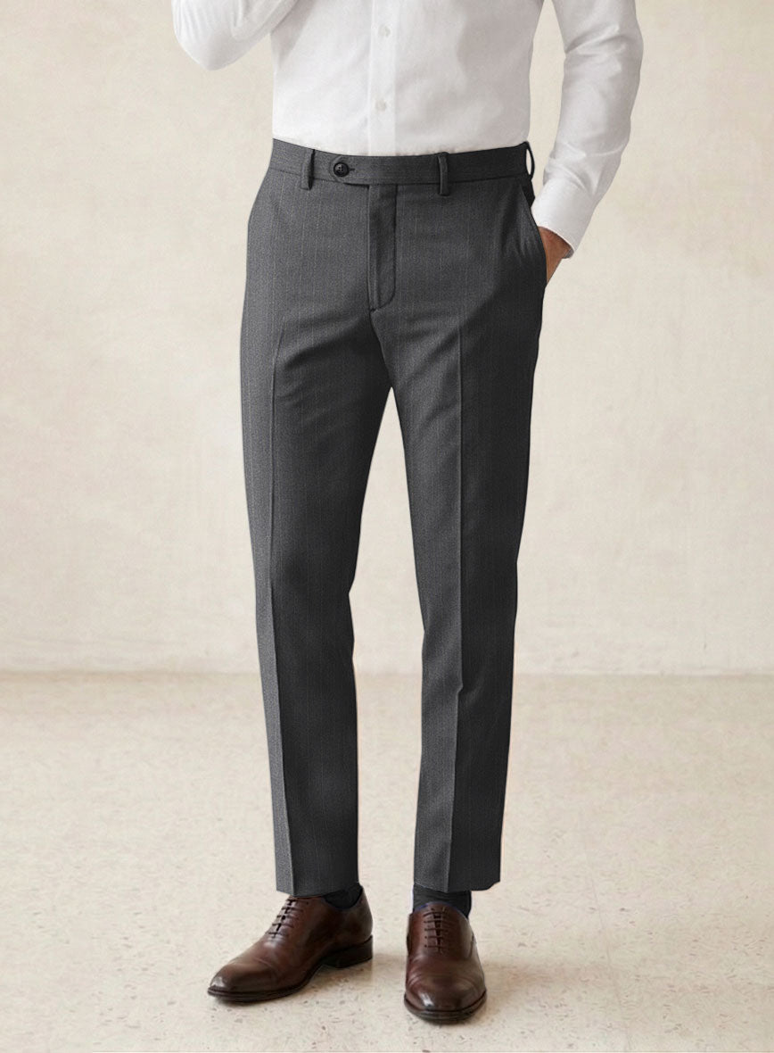 Scabal Rass Stripe Gray Wool Suit - StudioSuits