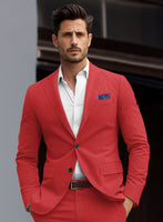 Scabal Red Cotton Stretch Jacket - StudioSuits