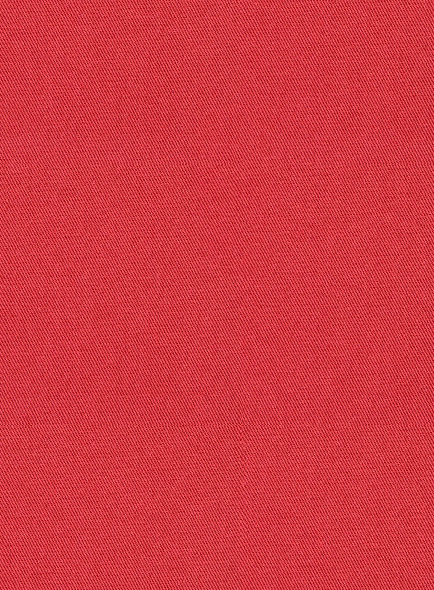 Scabal Red Cotton Stretch Pants - StudioSuits