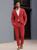 Scabal Red Cotton Stretch Suit - StudioSuits