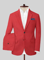 Scabal Red Cotton Stretch Suit - StudioSuits