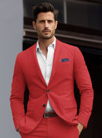 Scabal Red Cotton Stretch Suit - StudioSuits